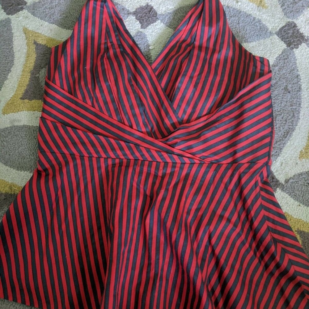 Red And Navy Anthropologie Peplum Halter